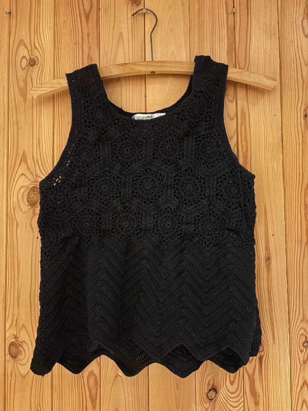 Vintage Quick Reflex Black Crochet Tank Top